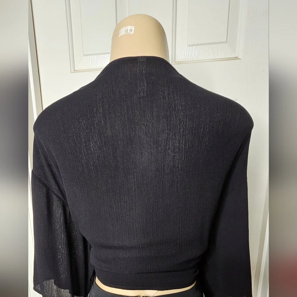 Black Tie-Front Top - Picture 3 of 4